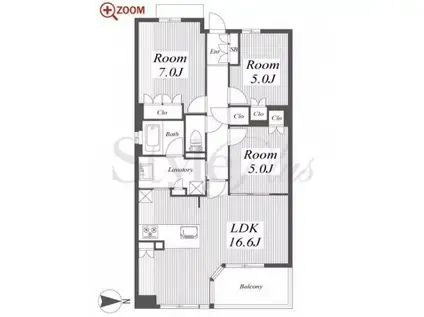 ザ・パークハウス白壁三丁目(3LDK/2階)の間取り写真