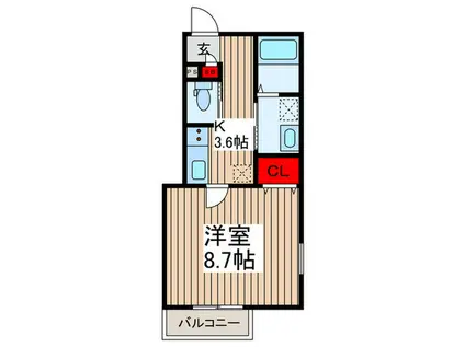 ASTERISK(1K/1階)の間取り写真