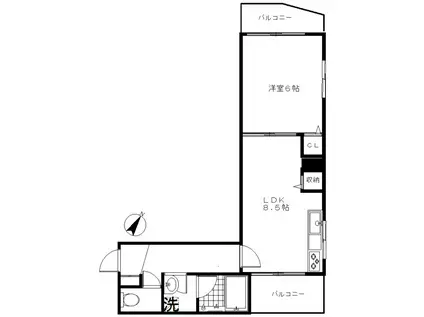 グレイス中目黒(1LDK/2階)の間取り写真