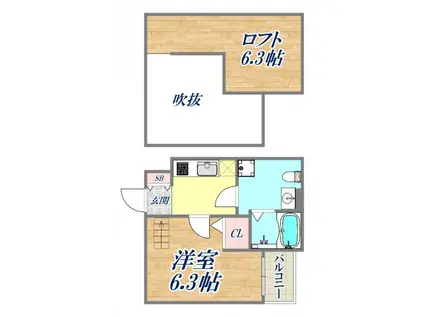 インプレッシブ スマ(1K/1階)の間取り写真