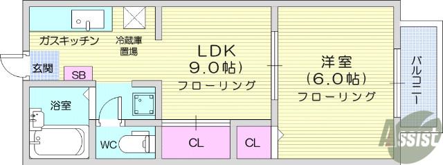 エルアルカサー(1LDK/2階)の間取り写真