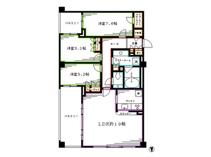 ガーデンコートT(3LDK/4階)の間取り写真
