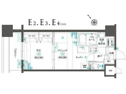ZOOM横浜SQUARE(1DK/10階)の間取り写真