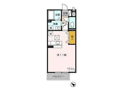 セジュールコットン(ワンルーム/1階)の間取り写真