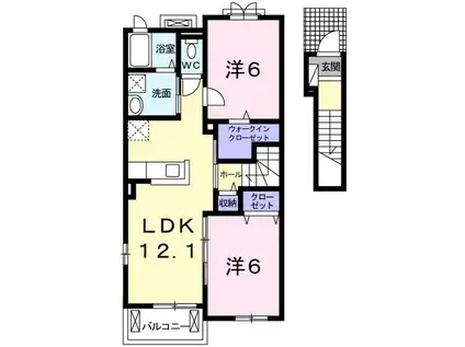 グランデールIII(2LDK/2階)の間取り写真