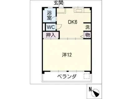 青山パークマンション(1DK/4階)の間取り写真