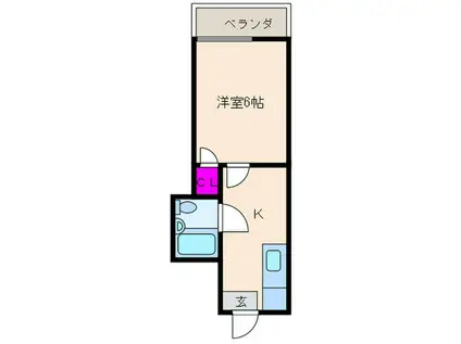 丸矢マンション(1K/3階)の間取り写真