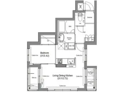 コンフォリア麻布台(1LDK/2階)の間取り写真