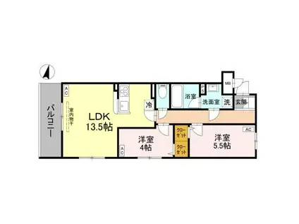 GRACE愛宕(2LDK/2階)の間取り写真