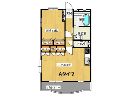 ポラリス(1LDK/4階)の間取り写真