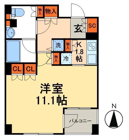 パークアクシス日本橋人形町(1K/5階)の間取り写真