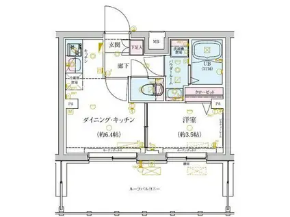 GENOVIA世田谷砧GREEN VEIL(1DK/5階)の間取り写真