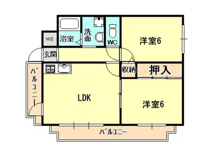 ベル上甲子園(2LDK/3階)の間取り写真