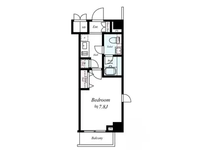 ベルグレードHA(1K/7階)の間取り写真