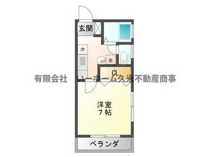 ルフラン(1K/1階)の間取り写真
