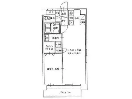 下中野S-1ビル(1LDK/4階)の間取り写真