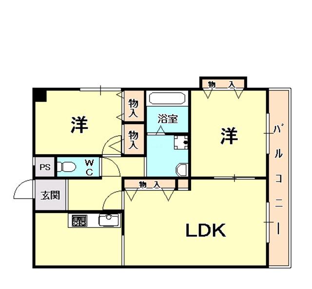 ドムストリアI(2LDK/2階)の間取り写真