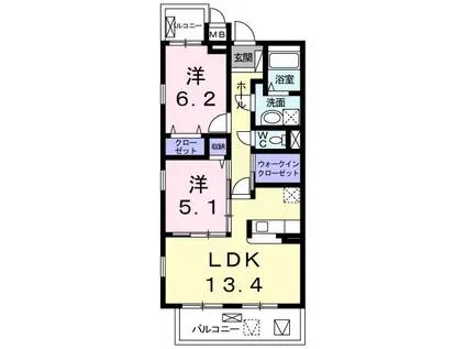 チェリー・ブロッサム(2LDK/3階)の間取り写真