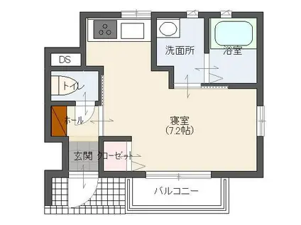 ネオブラッサムN(ワンルーム/1階)の間取り写真