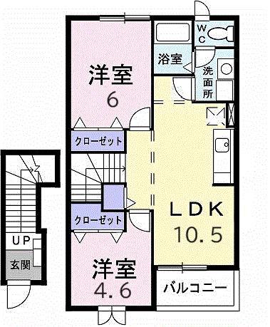 プリマベーラB(2LDK/2階)の間取り写真