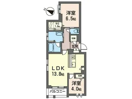 プレシアール SHAMAISON(2LDK/2階)の間取り写真