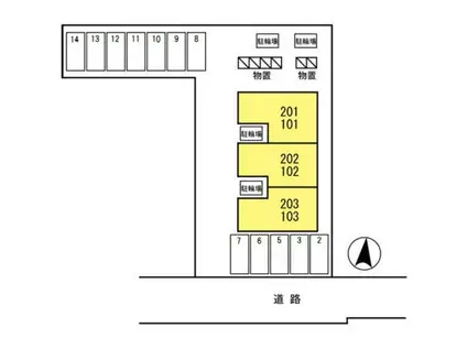 コンジェ202(1LDK/2階)の間取り写真