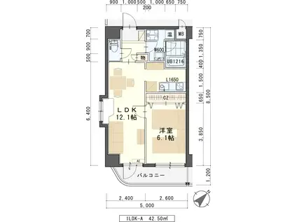しゃとれ・にぱろく(1LDK/5階)の間取り写真