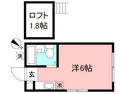 小田急小田原線 相武台前駅 徒歩5分 2階建 築37年(ワンルーム/2階)の間取り写真