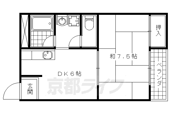 レジデンス山本II(1DK/2階)の間取り写真