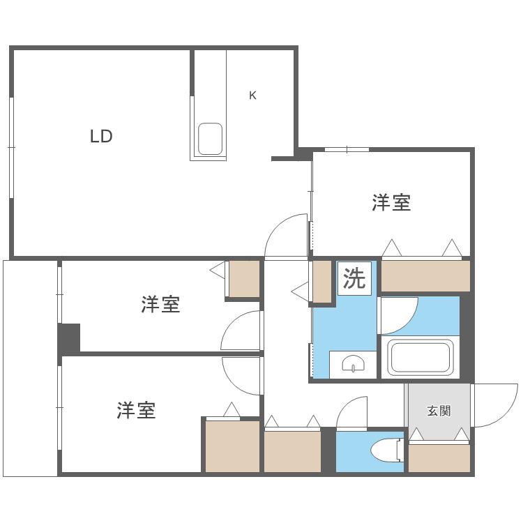 SーRESIDENCE東札幌BLING(3LDK/4階)の間取り写真
