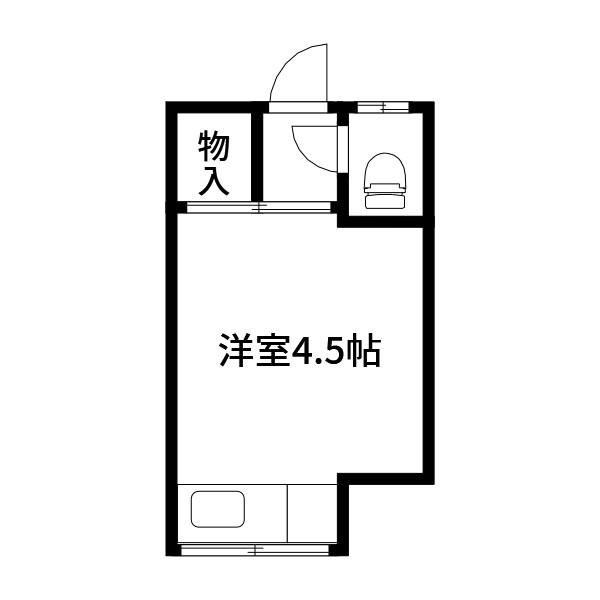 岡本荘(ワンルーム/2階)の間取り写真