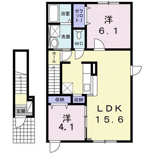 フィオーレ(2LDK/2階)の間取り写真