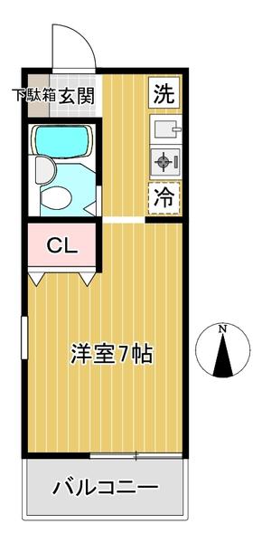 サンベルハイツ(1K/1階)の間取り写真