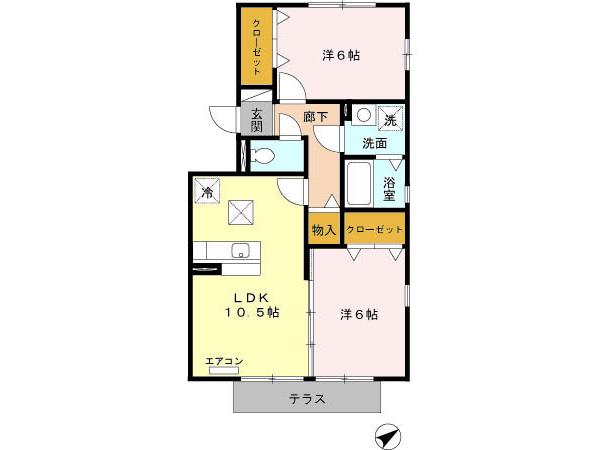 パークサイドA(2LDK/1階)の間取り写真