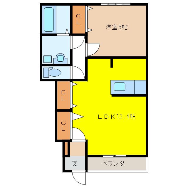 グレイスヴィラJII(1LDK/1階)の間取り写真