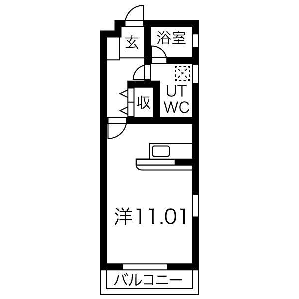 NEST黒川(1K/1階)の間取り写真