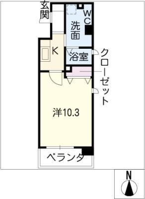ジュネス瑞穂(1K/2階)の間取り写真