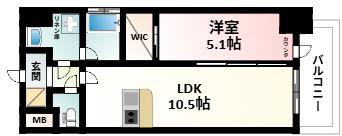 スプランディッド江坂III(1LDK/4階)の間取り写真