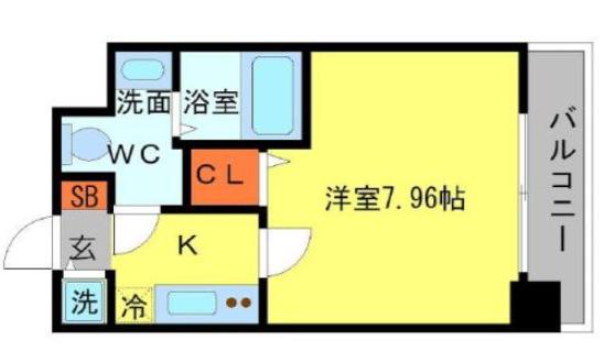 SERENITE日本橋SUD(1K/6階)の間取り写真
