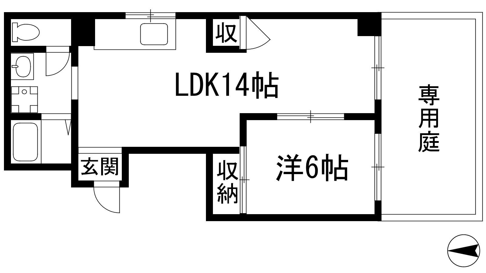 モダンアパートメント神戸宝塚1(2LDK/1階)の間取り写真