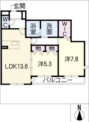 メゾン ドゥ ソレイ(2LDK/1階)の間取り写真