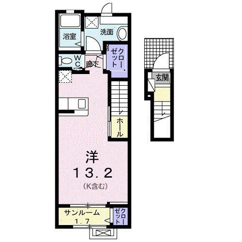 ルミナス今治 IV(ワンルーム/2階)の間取り写真