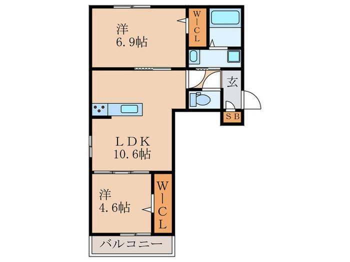 GESUND桂(2LDK/3階)の間取り写真