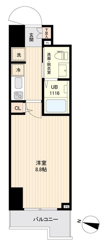 SIDEONE(1K/3階)の間取り写真