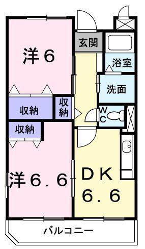 アヴェニューK(2DK/3階)の間取り写真