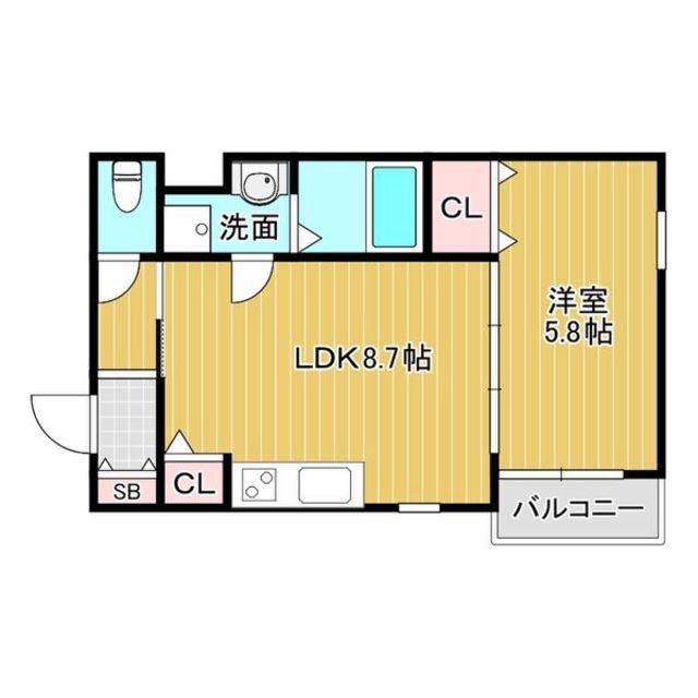 ベリッシモ蛍池(1LDK/1階)の間取り写真