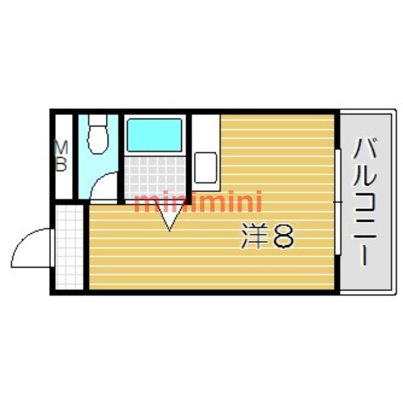 岸部三愛ハイツ(ワンルーム/3階)の間取り写真