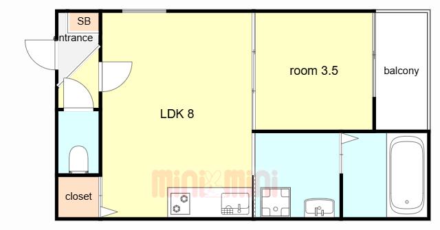 TERAS KOROEN(1LDK/1階)の間取り写真