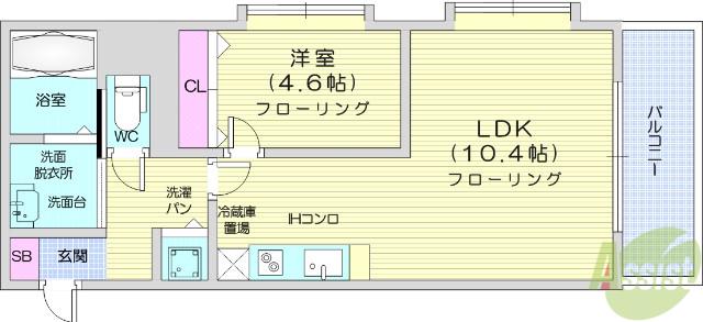 スクエア泉中央(1LDK/3階)の間取り写真