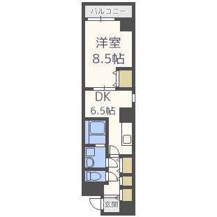 プルミエール南本町(1DK/8階)の間取り写真